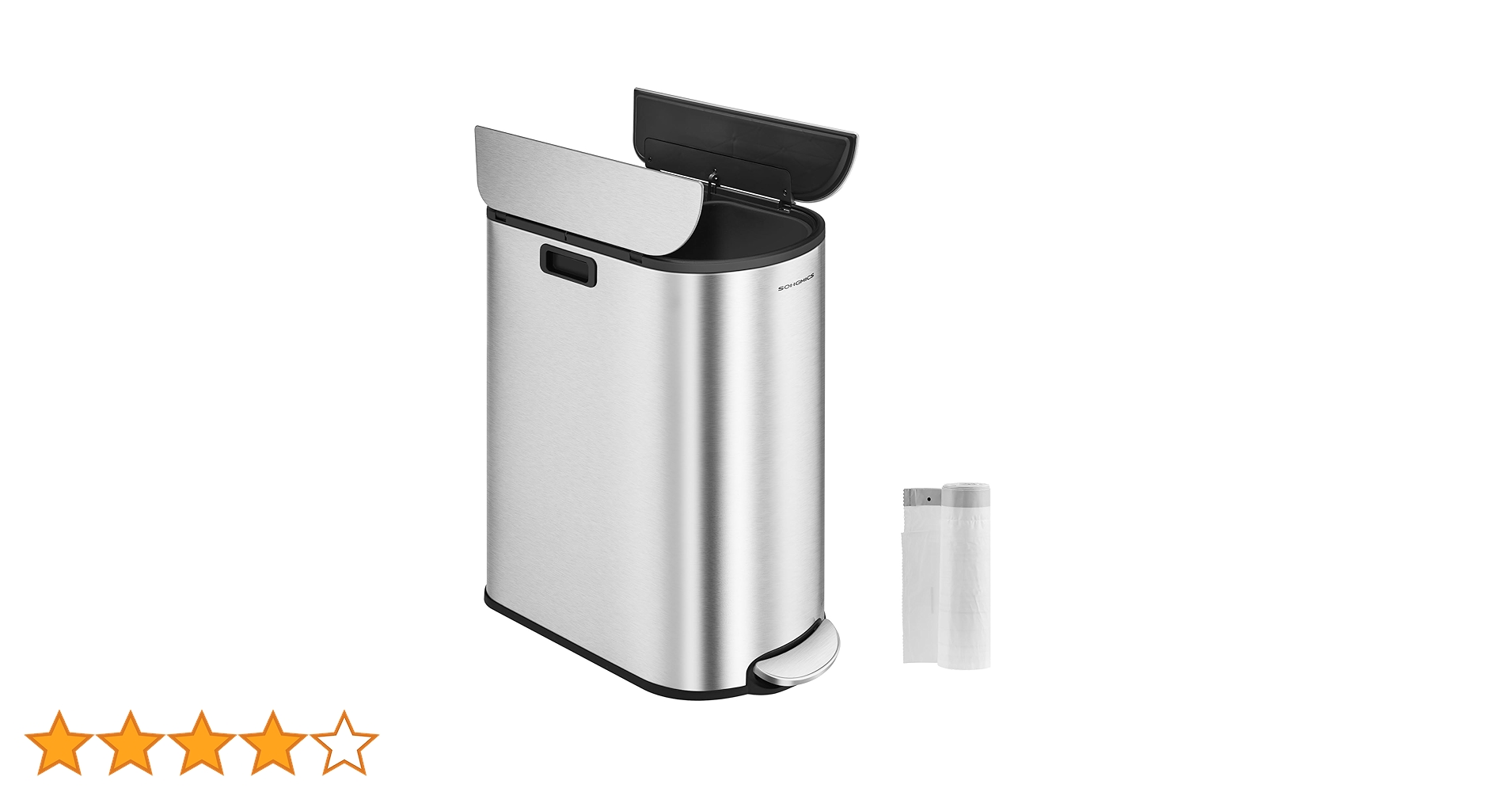 ゴミ箱 2分別 20L+30L 幅29cm 観音開き ペダル式 スリム ふた付き Amazon｜SONGMICS ゴミ箱 2分別 20L+30L 幅29cm 観音開き ペダル